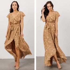 NWT Baltic Born Marion Jacquard Ruffle Maxi Dress Natural Floral Wedding szSmall